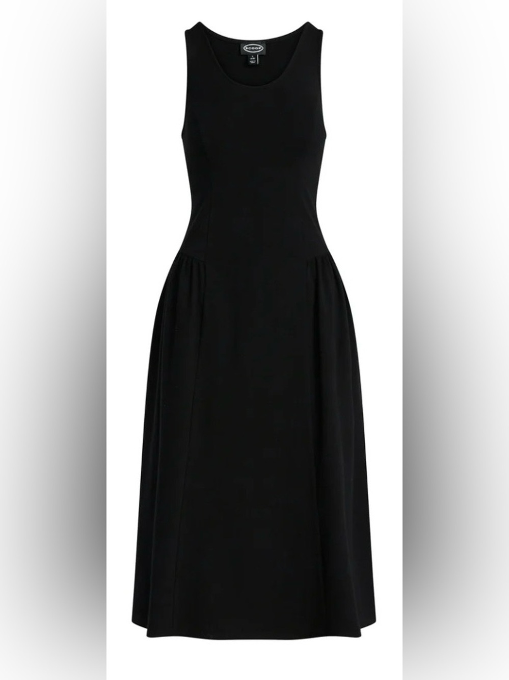 Scoop Stretch Cotton Blend Midi Basque Dress With Pockets - Size Large - NWOT - Picture 3 of 8